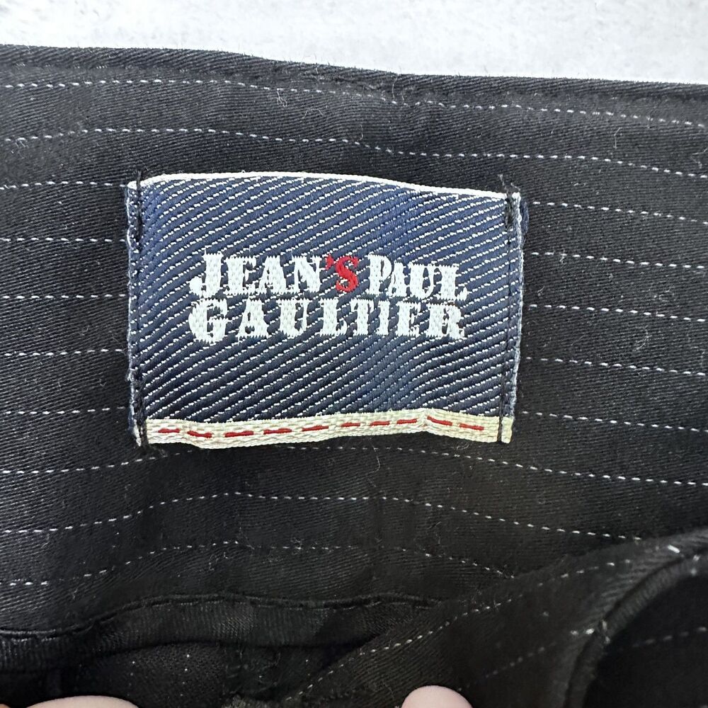 Jean's Paul Gaultier Women's Y2K Black Pinstripe Wide-Leg Cotton Pants Sz 29 New - Picture 7 of 16